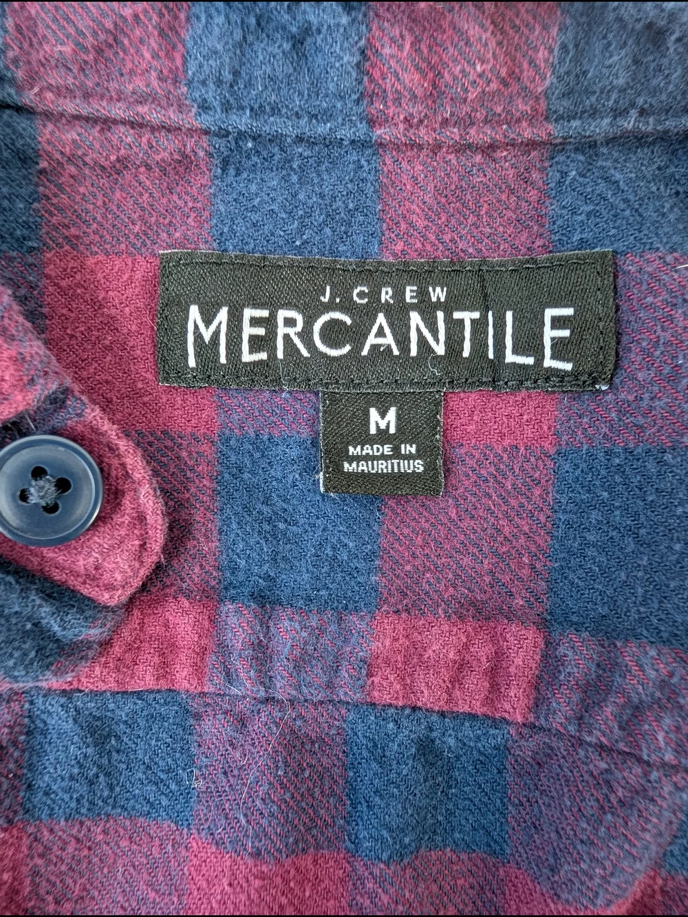 J. Crew Men's Burgundy & Navy Plaid Button-Down Shirt
